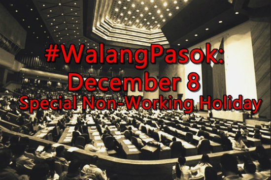 #WalangPasok: December 8 Declared As Special Non-Working Holiday